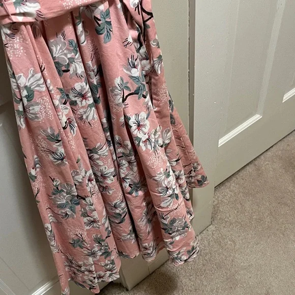 Floral Pink Wrap Dress a-line - Picture 6 of 7